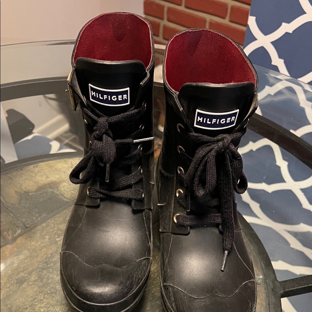 Tommy Hilfiger Black Combat Boots
